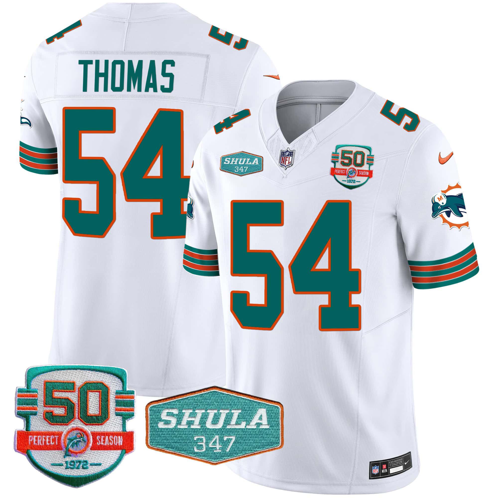 Men Miami Dolphins #54 Thomas White 2024 Nike Throwback Shula 347 Patch Vapor NFL Jersey->indianapolis colts->NFL Jersey